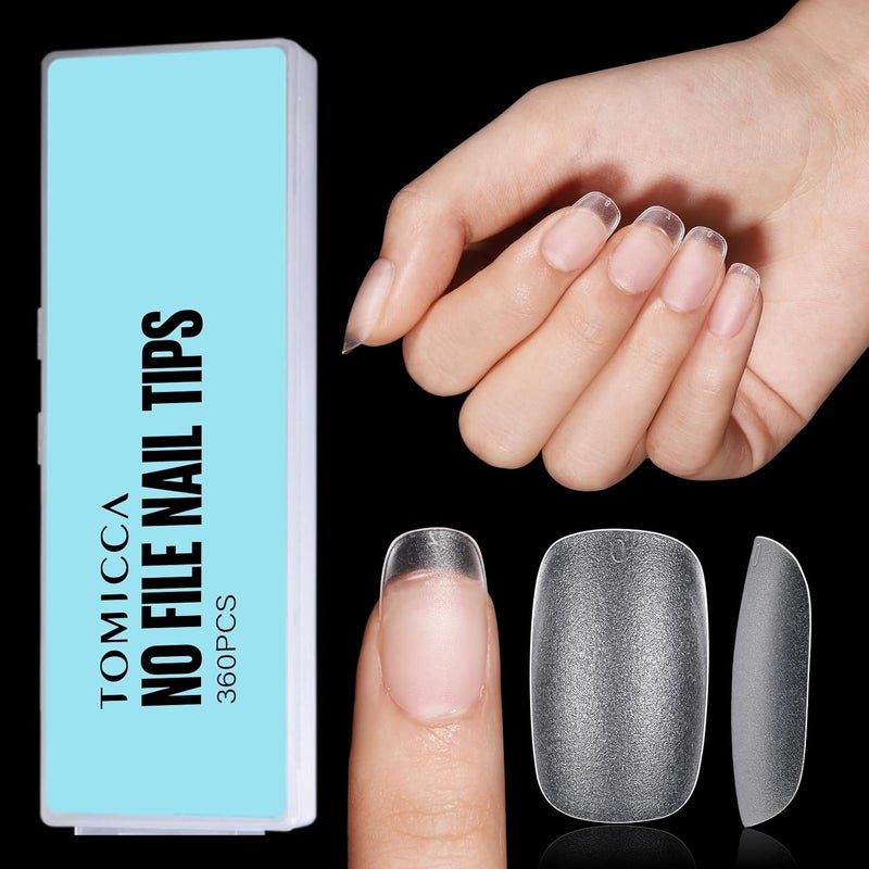 TOMICCA Oval Nail Tips - 15 Size Full Matte Gel Tips, 360PCS Pre-shaped No Need Nail Files and Base Coat Full Cover Nail Tips for Nail Extensions - Image 1